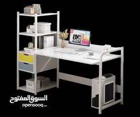  2 ميز مكتبي مع رفوف للدراسة  وحدة تخزين متعددة الاستخدامات مصممة لغرف النوم، ولكنها مناسبة أيضًا لأي غ