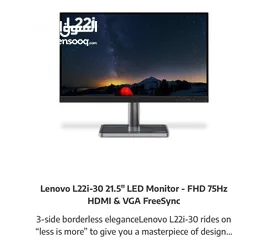  8 Lenovo L22i-30 21.5" LED Monitor - FHD 75Hz HDMI & VGA FreeSync