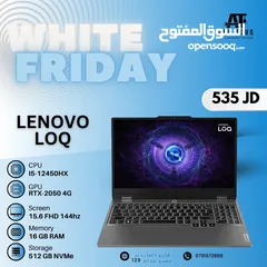  1 LAPTOP LENOVO LOQ GAMING CORE I5 - 16 GB - 512 NVMe لابتوب لينوفو جيمنج - جيل 12