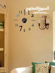  5 ساعة حائط 3d مصنوعة من لاصق المرآة الاكريليكية للزينة وتزيين غرف معيشة مع عقارب وتعليقة