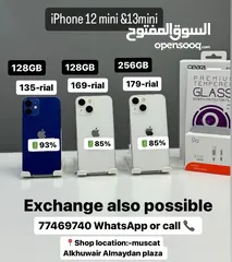  1 iPhone 12 mini - 128 GB - Good performance available  iPhone 13 mini -128 GB /256 GB