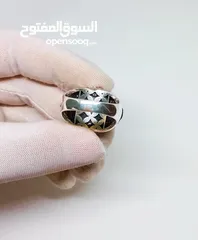  5 خاتم نقرة روليكس متوج بزمردة طبيعية غير معالجة صياغة أنيقة