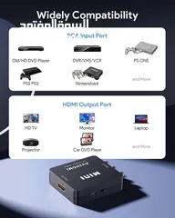  4 RCA to HDMI,AV to HDMI Converter, 1080P Mini RCA Composite CVBS Video Audio Converter Adapter