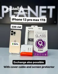  1 iPhone 13 Pro Max -1 TB - All great phone with cover cable & screen protector -94% Battery