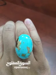  5 خاتم فيروز إيراني نيشابوري خطوط ذهبية طبيعي natural irani nishapuri turquoise feroza