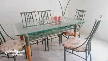  2 طاوله سفره زجاج مع سته كراسي