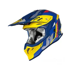  1 JUST1 J39 Reactor Yellow-Blue Matte Motocross Helmet