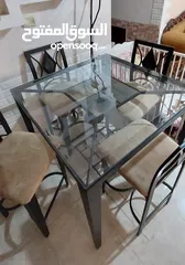  4 طاوله سفره حديد مع وجه سيكريت ثقيل مع 4 كراسي للبيع بسعر البلاش وبأقل من الشراء ب4 أضعاف السعر