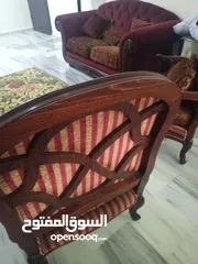  6 طقم كنب ملوكي خشب زان لون خمري