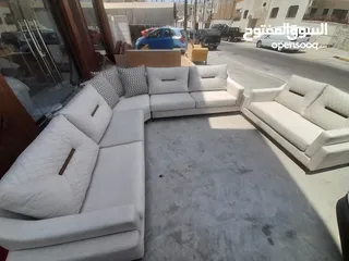  8 طقم كورنر فاخر جديد لغرفة جلوس او غرفة ضيوف حرف L مع ثنائية
