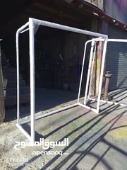  9 مرمى كرة قدم خماسي تفصيل مواسير حديد 2 انش مقاس 3متر في 2متر
