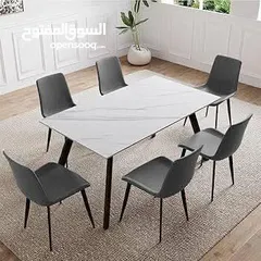  3 طاولات سفرة رخام مصنع وكراسي معدن