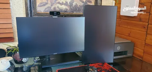  1 laptop asus rog strix g531gt مع شاشتين اسوس 100 هيرتز وكاميرا فانيتك