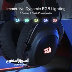  5 سماعة الألعاب اللاسلكية Redragon H510 PRO Zeus-X RGB - صوت محيطي 7.1