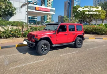  1 DHS 85000/= Jeep Wrangler Unlimited Rubicon 2018 Red 3.6L Auto مسرفس بالكامل