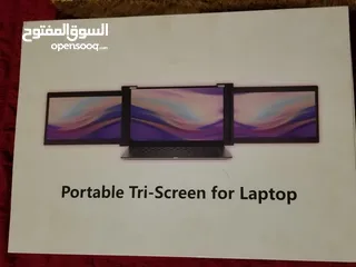  1 كمبيوتر + شاشات + portable tri screen for laptop