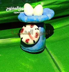 23 مجسم بيت خشبي"عمل يدوي"من الصلصال / المعجون مع عرباية من الخشب عرض خاص فقط 25 دينار بدلاً من 50دينار