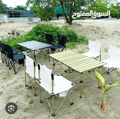  2 طقم طاولة ألمنيوم قابل للطي + 4 كراسي – خفيف، عملي، أنيق... الرفيق المثالي لكل مشاويرك!