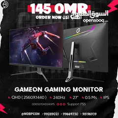  1 GAMEON QHD 240Hz 0.5Ms Ips Gaming Monitor - شاشة جيمينج من جيم اون !