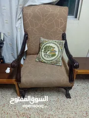  3 طقم كنب 7 مقاعد خشب زان مستعمل شبه جديد