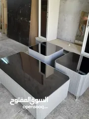  11 اطقم طربيزات طاولات شاشه مكون من ثلاث قطع خشب ودهان الون حسب الطلب