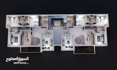  5 شقة فاخرة طابق ارضي مساحة 215 م + ترس 160 م  / دير غبار