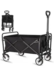  1 Folding Wagon Beach Carts Large Capacity Portable for Sports, Shopping, Camping