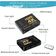  8 4k HDMI Switcher with ir Remote control-5 port سويتج فور كيه مع ريموت 5 مداخل 