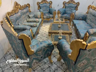 7 تخم ايراني   ابو الزنجيل خشب جوز   عشر مقاعد 6قطع يعني 4كراسي