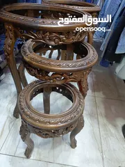  4 طقم طربيزات زان حفر دمياطي بحاله الوكاله ناقصه زجاج وبس عندي طقمين بسعر 120 دبنار