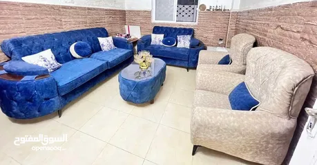  2 طقم كنب مودرن وارد شهوان بحال الوكاااله تفصيل خشب سويد لواح قوي وبحمل دعك 7 مقاعد