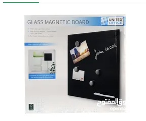  4 لوح مغناطيسي زجاجي 40 × 40 سم UNITED OFFICE أبيض معدني
