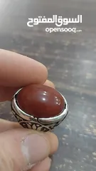  24 خاتم فضه مصري عيار 925  مقاس 17-18  حجر عقيق اصلي فحل  في مجال بسيط بسعر ان شاء الله