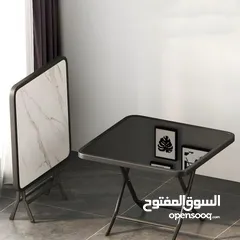  6 طاولة و 4 كراسي هيكل ستيل قوي ومتين مع سطح زجاجي ، قابل للطي لتوفير المساحه