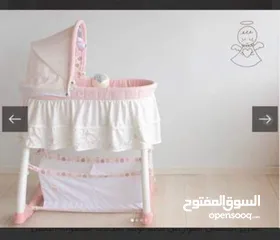  2 سرير بيبي لون زهري و  هزاز كهربائي