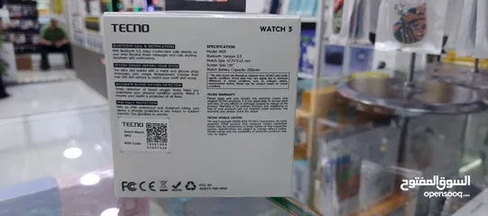  7 ساعه TECNO WATCH 3 الاصلية بطارية 250 بتضل 7 ايام متواصلة او 30 يوم ع وضع الاستعداد