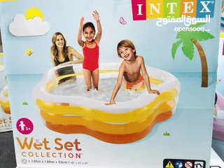  1 بركة سباحة انتكس مقاس 185cmX180cmX53cm على شكل وردة ارضية نفخ مريحة من ISLAND TOYS