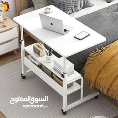  5 طاولة لابتوب بعجلات بارتفاع قابل لتعديل  القياس 40*80*90سم