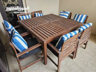  2 Ikea Outdoor table with 8 chairs, very limited usage, almost brand new, 1300AED.