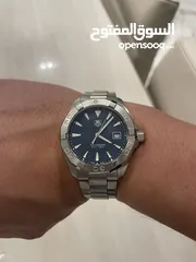  3 TAGHeuer Watch Aquaracer Stainless Steel Navy Silver  بحال الوكالة مع كامل المرفقات