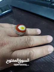  3 خاتم دفش عقيق حر يمني