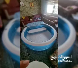  6 مسبح بركة عائلية قابلة للنفخ مع مقعد وحاملات أكواب - مصنوعة من مادة PVC، 590.52 لتر،