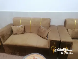  5 طقم كنب كورنر لون عسلي مع بفه استخدام عرسان شهرين فقط ما صار نصيب