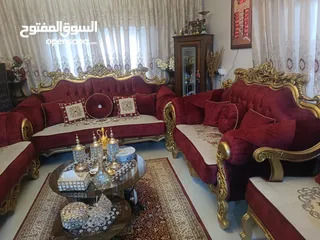  5 طقم كنب حفر خشب زان 9 مقاعد بحالة الوكالة للبيع