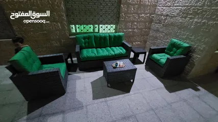  8 طقم رتان طقم ترس خارجي طقم كنب طقم خيزران طقم رتان بلاستك عضم خمس مقاعد+طاولة وسط
