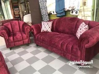  3 طقم كنب 7 مقاعد لون خمري + 6 قرن