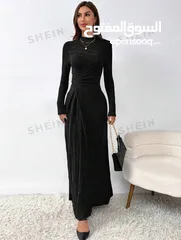  6 New Black Stand Up Collar Long Sleeves Dress / L