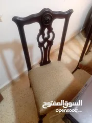  2 طاولة سفرة مع فضية مع 8 كراسي بحالة ممتازة خشب زان مع لاتيه