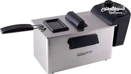  1 قلاية زيت كهربائية من سوناشي ستيل بسعة 3  لتر مناسب لكل العائلات