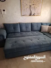  4 كنب زاويه حرف ل بلون تركواز انيق يتحول الى سرير كبير تصميم عملي وعصري بحاله شبه جديد للبيع بالمدينه